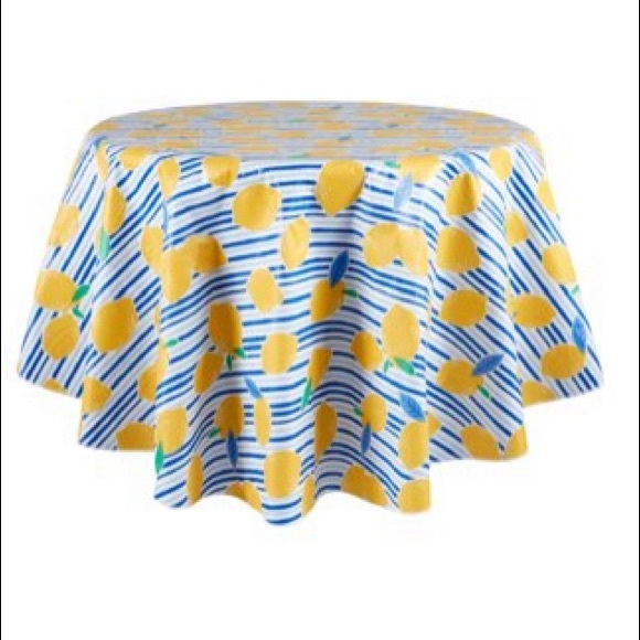 Mainstays 70 Inch Round Lemon & Stripes Table Cloth - Picture 3 of 6